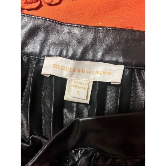 Leather skirt faux Monteau Los Angeles size large black - Picture 5 of 10